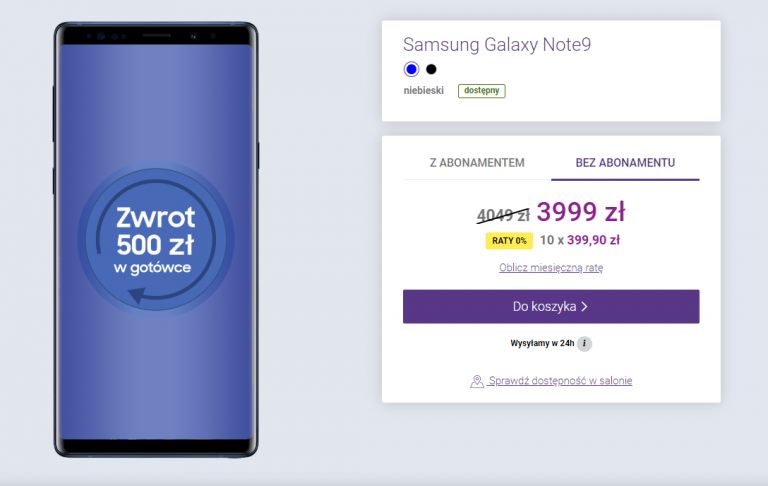 galaxy note 9 cena