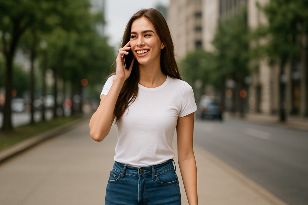 dziewczyna z telefonem komórkowym podczas rozmowy telefonicznej