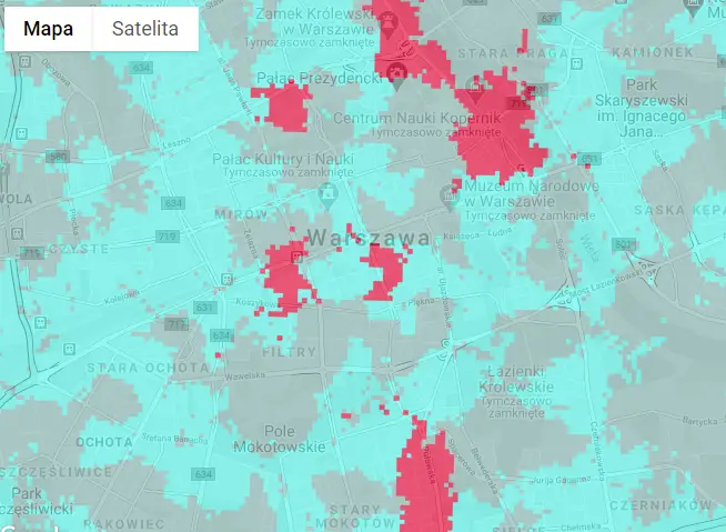zasięg 5G Plus Warszawa