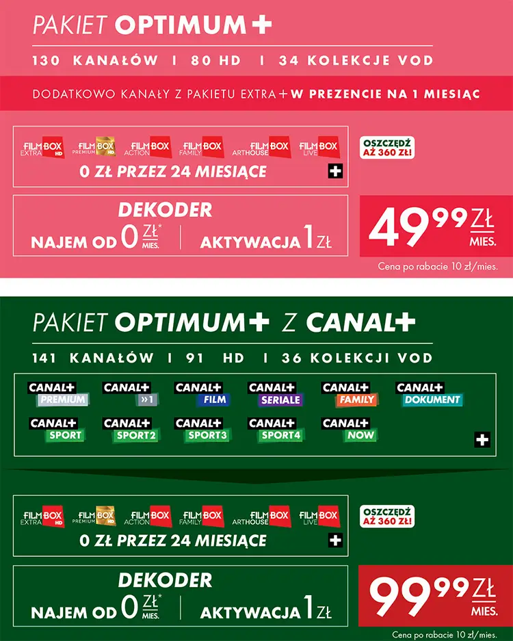 promocja na dekodery w canal+