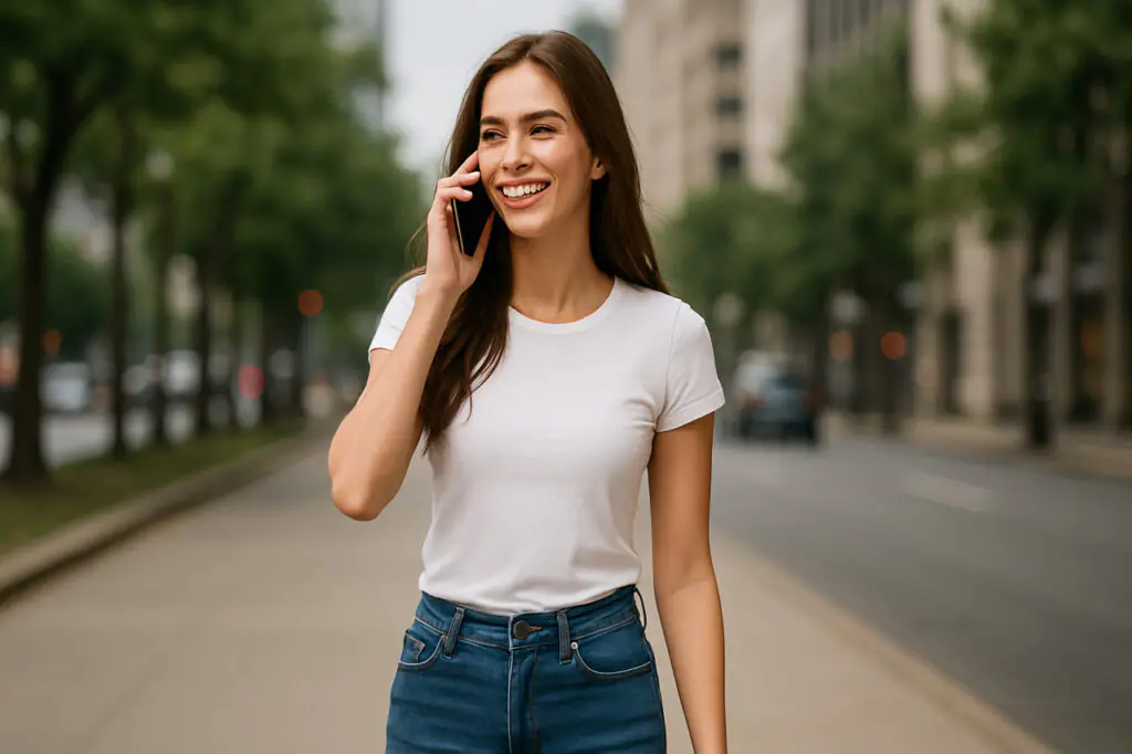 dziewczyna z telefonem komórkowym podczas rozmowy telefonicznej